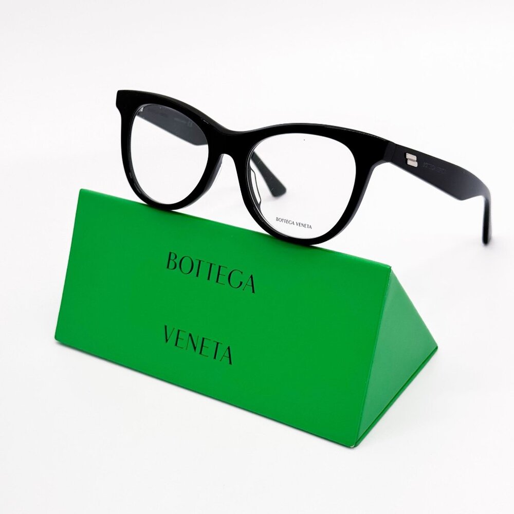 NEW BOTTEGA VENETA EYEGLASSES BV1064O 001 ROUND BLACK WOMEN EYEWEAR